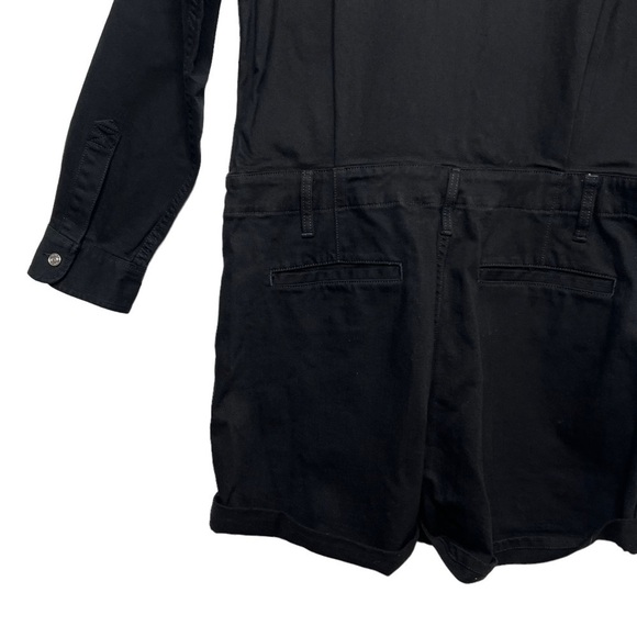 Current Elliot Black Shortall Denim Long Sleeve Collared Women’s Romper Sz 4 - Picture 12 of 13